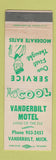 Matchbook Cover - Vanderbilt Motel MI
