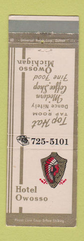 Matchbook Cover - Hotel Owosso MI Indian