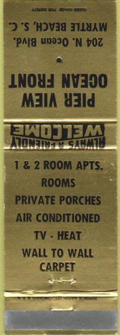 Matchbook Cover - Pier View Ocean Front Myrtle Beach SC