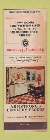 Matchbook Cover - Armstrong Linoleum Seehock North Muskegon MI WORN