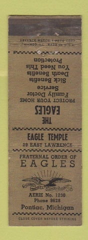 Matchbook Cover - Eagles Club Pontiac MI ADVANCE WEAR