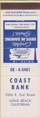 Matchbook Cover - Coast Bank Long Beach CA
