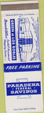Matchbook Cover - Pasadena Federal Savings CA