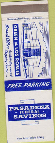 Matchbook Cover - Pasadena Federal Savings CA