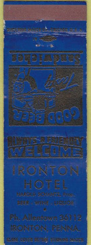 Matchbook Cover - Irontown Hotel PA
