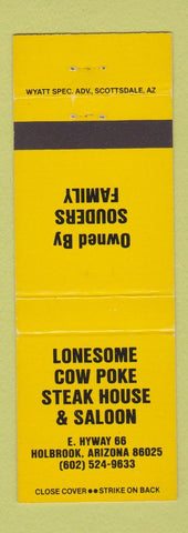 Matchbook Cover - Lonesome Cow Poke Steak House Saloon Holbrook AZ Route 66