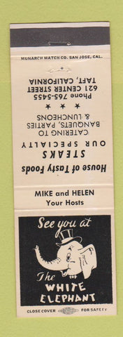 Matchbook Cover - White Elephant Restaurant Taft CA