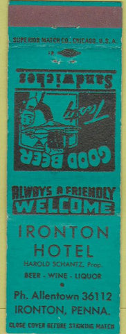 Matchbook Cover - Irontown Hotel PA