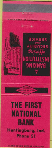 Matchbook Cover - The First National Bank Huntingburg IN