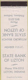 Matchbook Cover - State Bank of Lizton IN