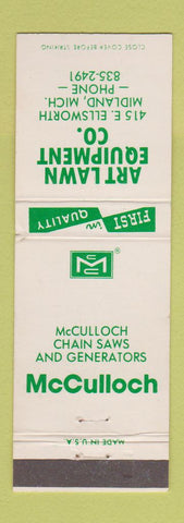 Matchbook Cover - Art Lawn Chain Saws Midland MI McCulloch