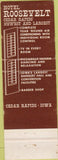 Matchbook Cover - Hotel Roosevelt Cedar Rapids IA