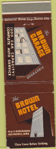 Matchbook Cover - The Brown Hotel Des Moines IA