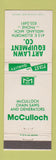 Matchbook Cover - Art Lawn Chain Saws Midland MI McCulloch