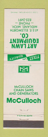 Matchbook Cover - Art Lawn Chain Saws Midland MI McCulloch