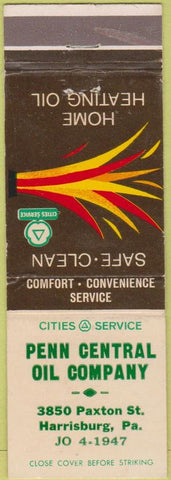 Matchbook Cover - Cities oil gas Harrisburg PA