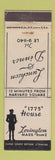 Matchbook Cover - 1775 House Lexington MA