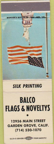 Matchbook Cover - Balco Flags Noveltys Garden Grove CA