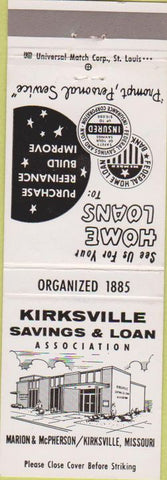 Matchbook Cover - Kirksville Savings Loan MO