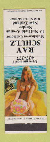 Matchbook Cover - Ray Schultz Match Collector Napier New Zealand pinup