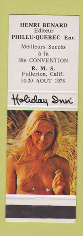 Matchbook Cover - RMS 1978 Fullerton CA Holiday Inn Phillu QC pinup