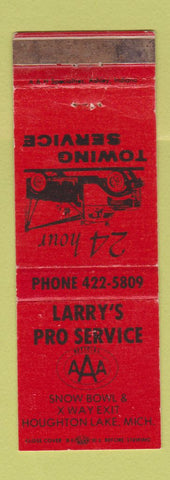 Matchbook Cover - Larry's Pro Service Towing Houghton Lake MI WORN