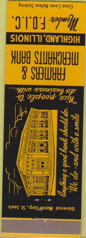 Matchbook Cover - Farmer's Merchants Bank Highland IL