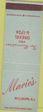 Matchbook Cover - Mario's Millburn NJ