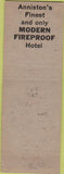 Matchbook Cover - Hotel Jefferson Davis Anniston AL