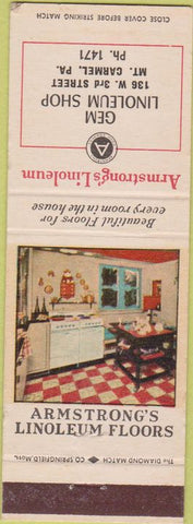 Matchbook Cover - Armstrong Linoleum Shop Mount Carmel PA