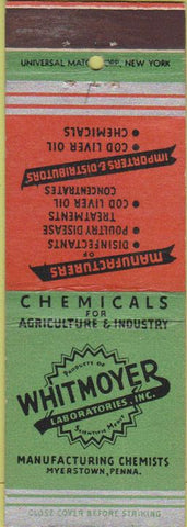 Matchbook Cover - Whitmoyer labs Myerstown PA