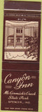 Matchbook Cover - Canyon Inn Spencer IN