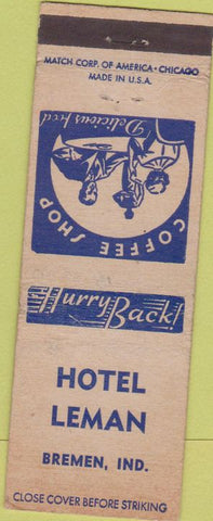 Matchbook Cover - Hotel Leman Bremen IN