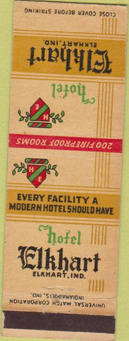 Matchbook Cover - Hotel Elkhart IN