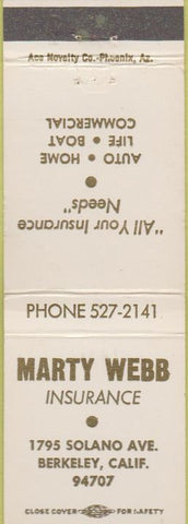 Matchbook Cover - Mary Webb Insurance Berkeley CA