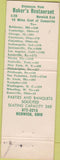 Matchbook Cover - Baker's Restaurant Zanesville OH