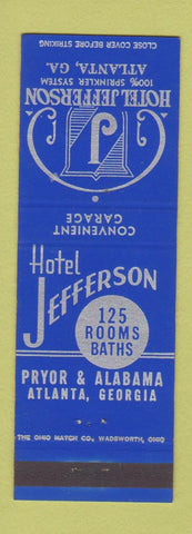 Matchbook Cover - Hotel Jefferson Atlanta GA