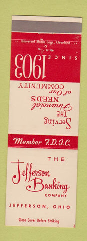 Matchbook Cover - Jefferson Banking Company Jefferson OH