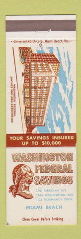 Matchbook Cover - Washington Federal Savings Miami Beach FL George