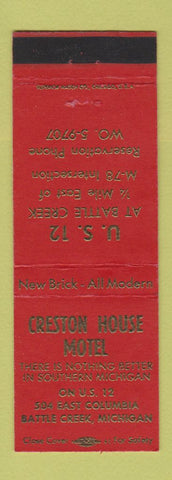 Matchbook Cover - Creston House Motel Battle Creek MI RED