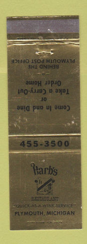 Matchbook Cover - Harb's Restaurant Plymouth MI