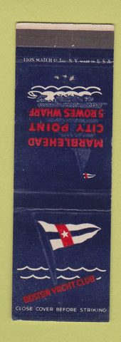 Matchbook Cover - Boston Yacht Club Marblehead MA CREASED
