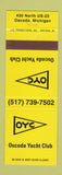 Matchbook Cover - Oscoda Yacht Club MI