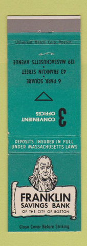 Matchbook Cover - Franklin Savings Bank Boston MA Benjamin