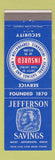 Matchbook Cover - Jefferson Savings West Jefferson OH Thomas