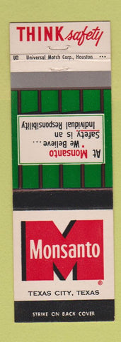 Matchbook Cover - Monsanto Texas City TX Safety Keep Fingers Clean