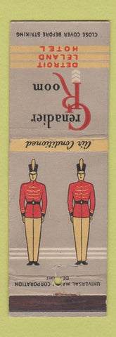 Matchbook Cover - Detroit Leland Hotel MI Grenadier Room CREASES