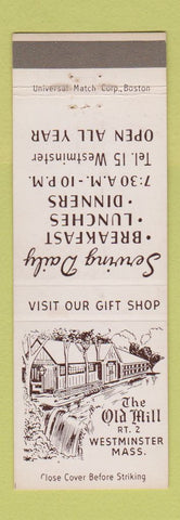 Matchbook Cover - Old Mill Westminster MA