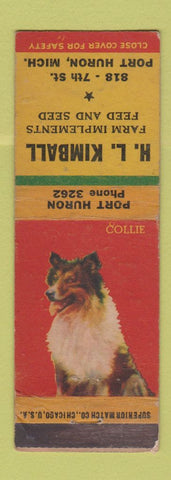 Matchbook Cover - HL Kimball Farm Implements Tractors? Port Huron MI WORN