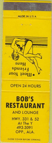 Matchbook Cover - Bob's Restaurant Opp AL girlie